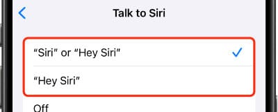 Check if “Siri or Hey Siri” is enabled