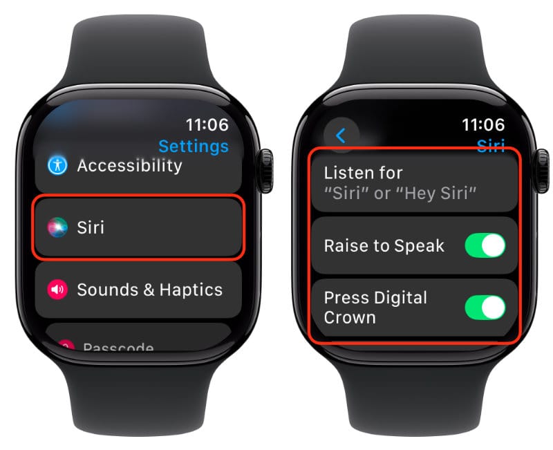 Enable Siri on the Apple Watch