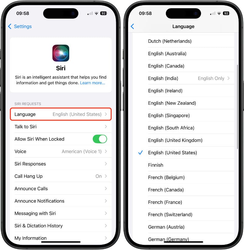 Choose Siri’s language on your iPhone