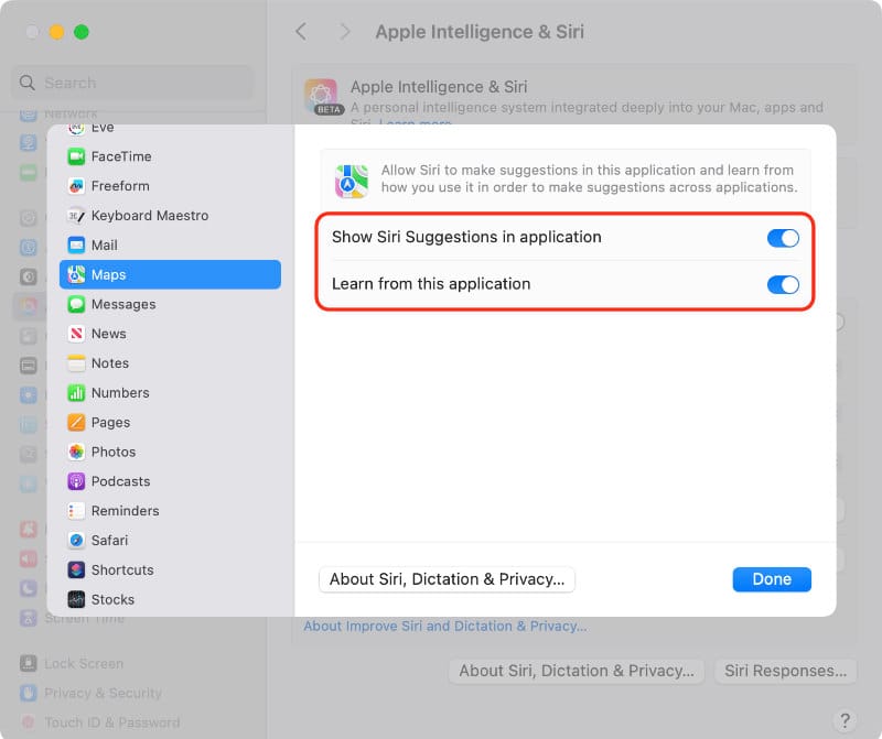 Turn off Siri Suggestions on a Mac