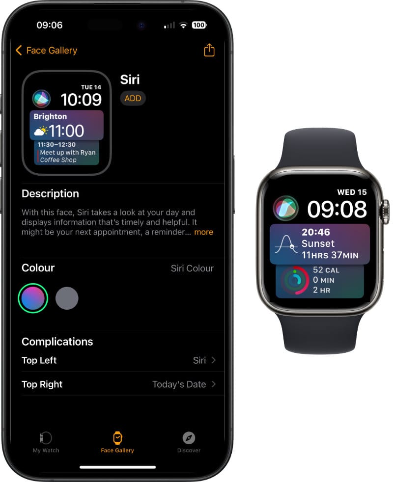 Siri Watch Face is available in the Face Gallery