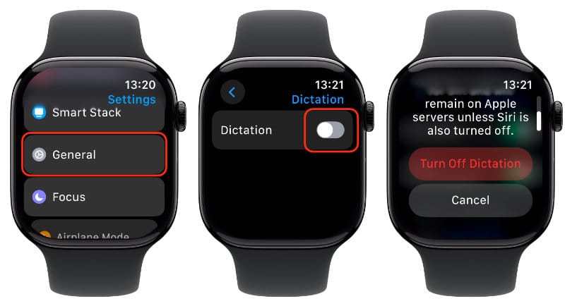 Turn off Dictation on the Apple Watch