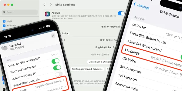 Siri voice setting screenshots